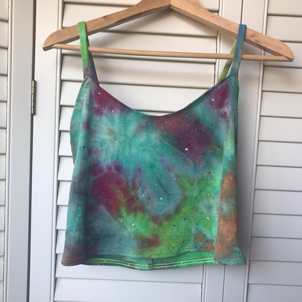 Cropped Tank Top, Tie-Die, Galaxy, Sparkly